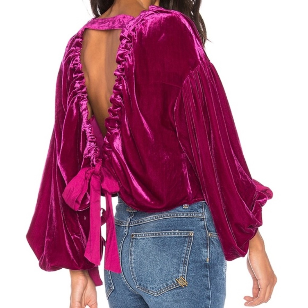 π FREE PEOPLE Gimme Some Lovin Top Pink Velvet - Picture 5 of 8